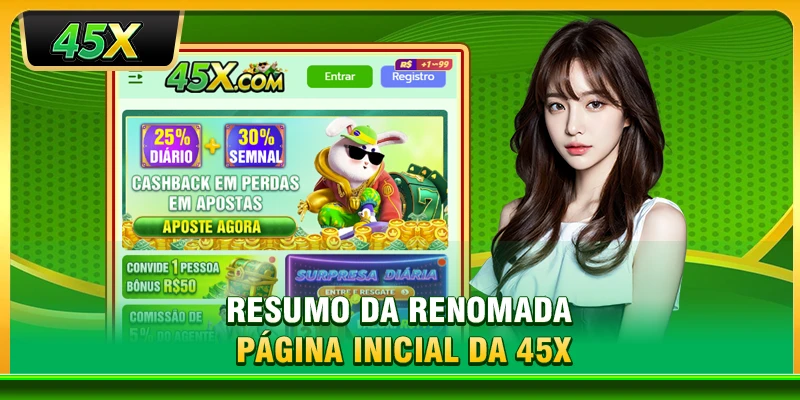 Resumo da renomada página inicial da 45X